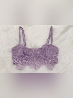 Victoria’s Secret Dream Angels Push Up Without Padding Lace Bra 32C NWOT purple